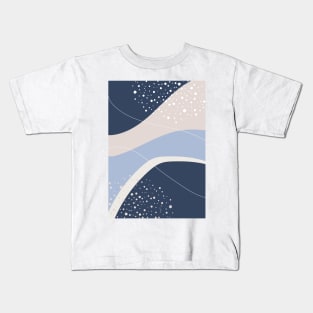 Blue and Neutral Tones Modern Abstract Organic Shapes Kids T-Shirt